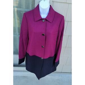 346 Brooks Brothers Wine & Navy Blue Wool Blend Trench Coat New Size 6